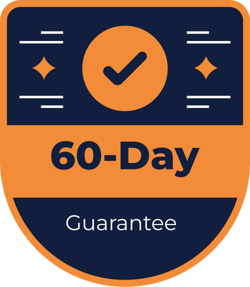 A 60-day guarantee badge with a checkmark icon.